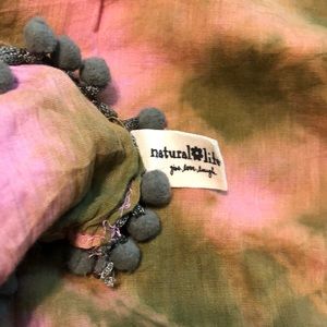 Natural Life pink/Green tie dye scarf